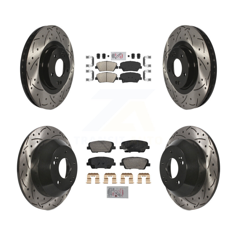 Kit de Rotor de frein à fente de forage en céramique avant et arrière, pour Hyundai Santa Fe Sport Ki