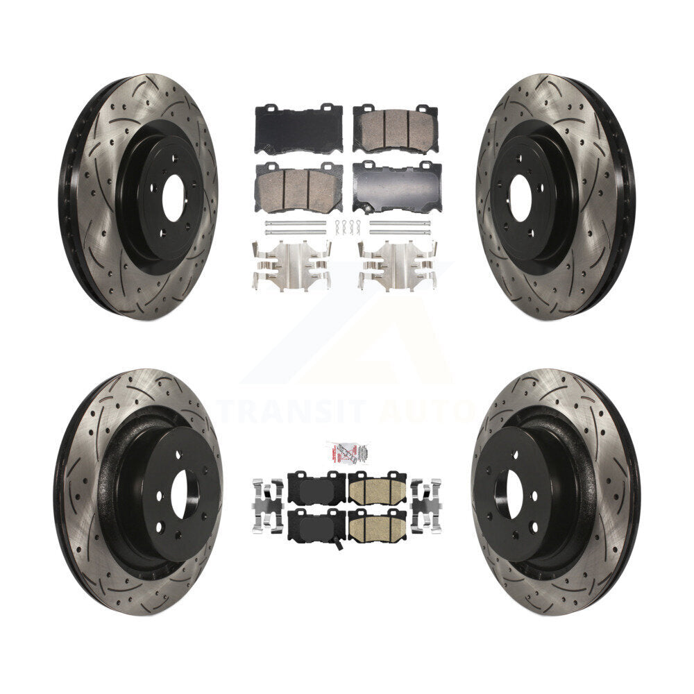 Kit de Rotor de frein à fente de forage de tampon en céramique avant et arrière pour INFINITI G37 RW 2009 – 2013