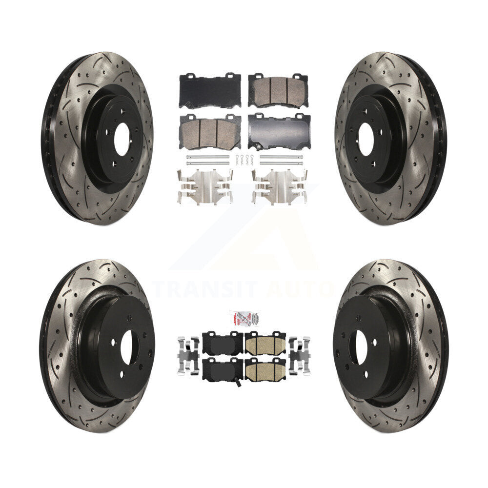 Kit de rotors de frein à disque avec fente de forage revêtue de tampons en céramique avant et arrière pour INFINITI FX5