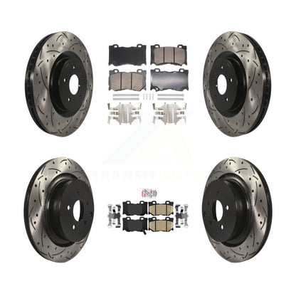Kit de rotors de frein à disque avec fente de forage revêtue de tampons en céramique avant et arrière pour INFINITI FX5