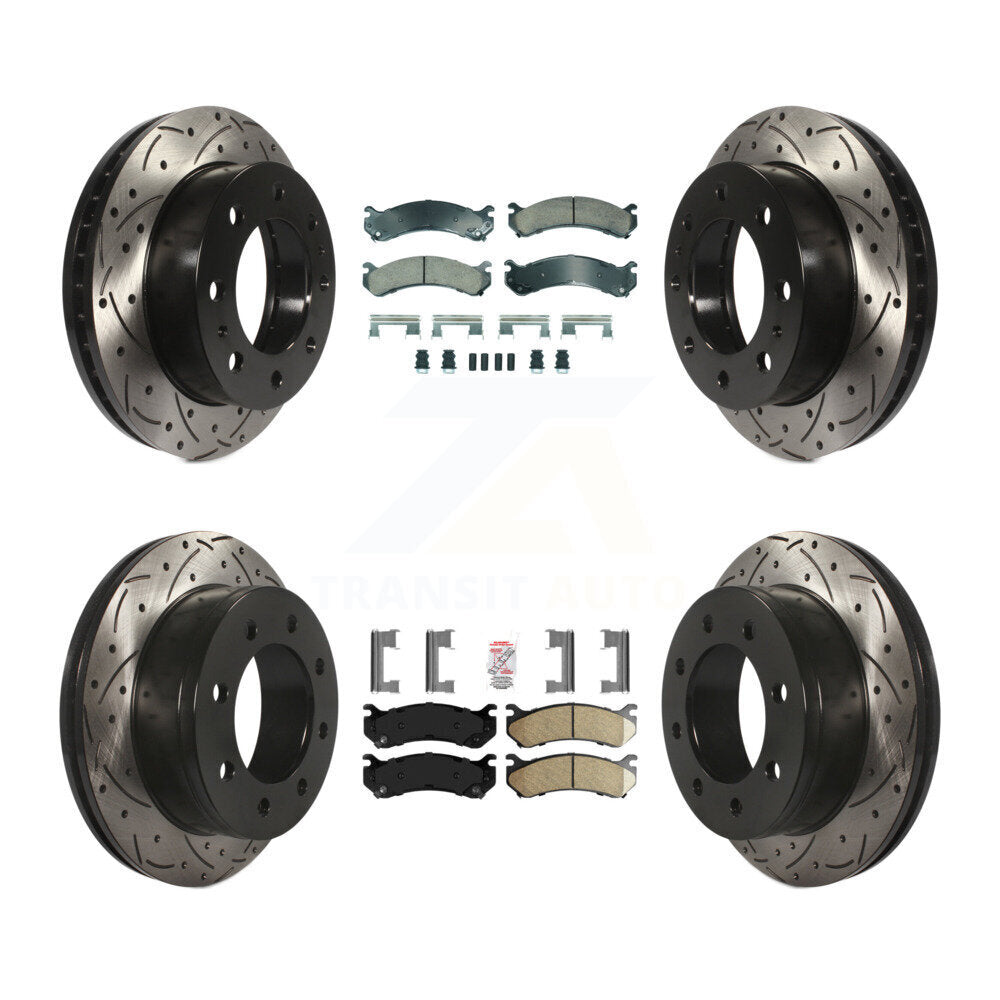 Kit de Rotors de frein à fente de forage de tampon en céramique avant et arrière pour Chevrolet GMC Sierra 250