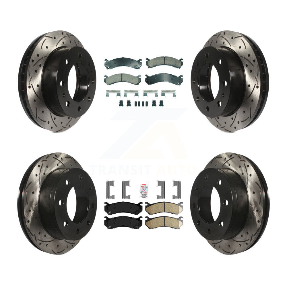 Kit de Rotors de frein à fente de forage de tampon en céramique avant et arrière pour Chevrolet GMC Sierra 250
