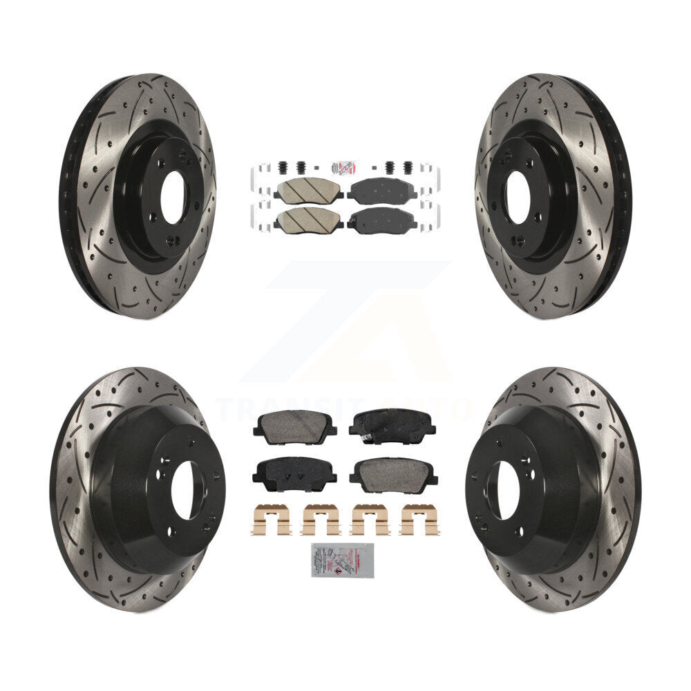 Kit de Rotor de frein à fente percée avec tampons en céramique avant et arrière, pour Hyundai Santa Fe XL 3.3