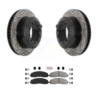 Kit de plaquettes semi-métalliques de Rotor de frein à disque de fente de forage arrière pour Ford F-350 Super Dut