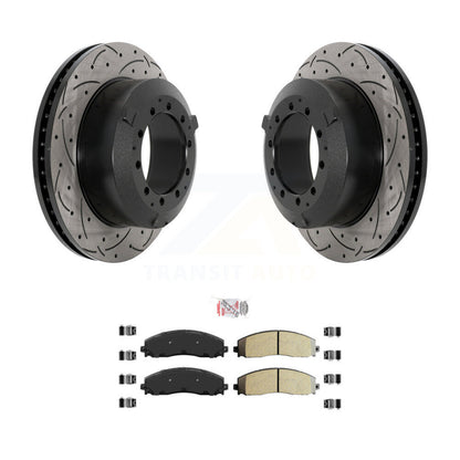 Kit de plaquettes semi-métalliques de Rotor de frein à disque de fente de forage arrière pour Ford F-350 Super Dut
