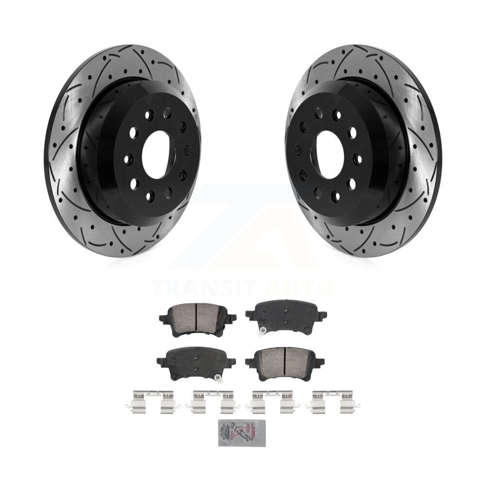 Rotor de frein à disque fendu percé à revêtement arrière et Kit de plaquettes en céramique pour Jeep Wrangle
