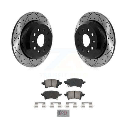 Rotor de frein à disque fendu percé à revêtement arrière et Kit de plaquettes en céramique pour Jeep Wrangle