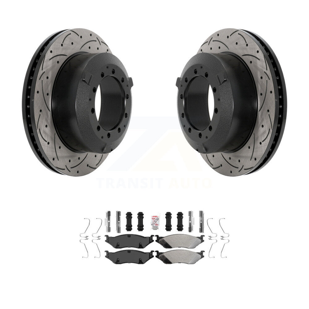 Kit de plaquettes semi-métalliques de Rotor de frein à fente percée arrière, pour Ford F-450 Super Duty I