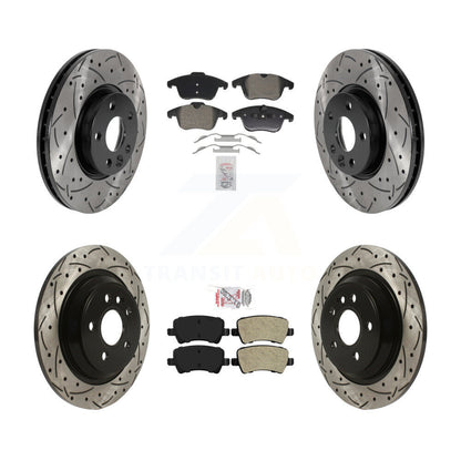 Kit de rotors de frein à disque à fente de forage de manteau de tampon semi-métallique avant et arrière pour Volvo S6