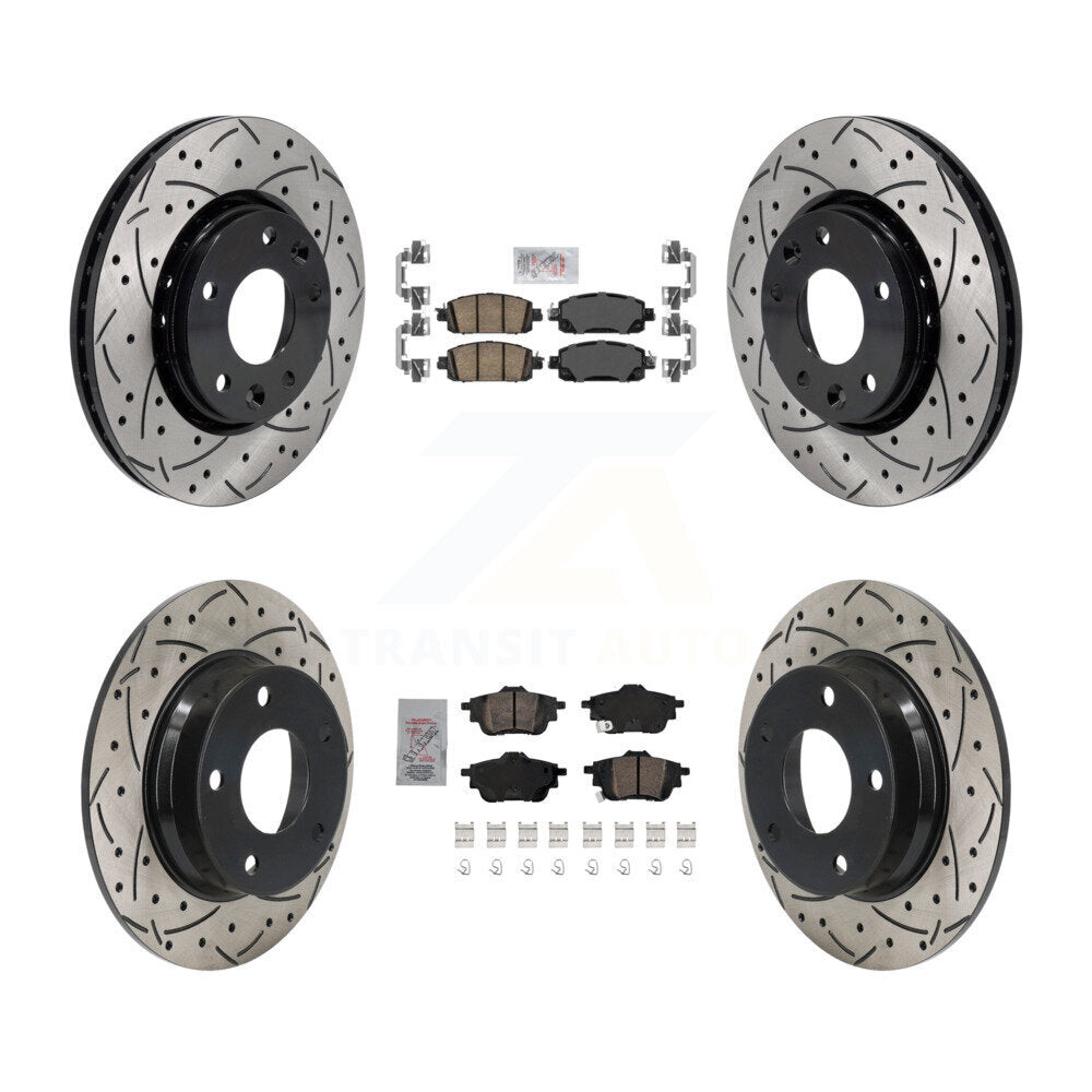 Kit de Rotors de frein à disque de fente de forage enduit de tampon en céramique avant et arrière pour Nissan Sentr