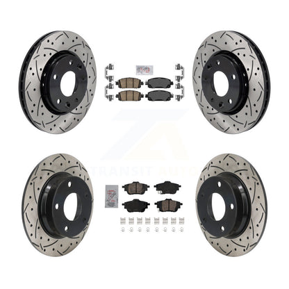 Kit de Rotors de frein à disque de fente de forage enduit de tampon en céramique avant et arrière pour Nissan Sentr
