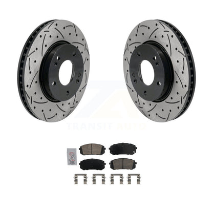 Rotor de frein à disque à fente percée avec revêtement avant et Kit de plaquettes en céramique pour Hyundai Elantr