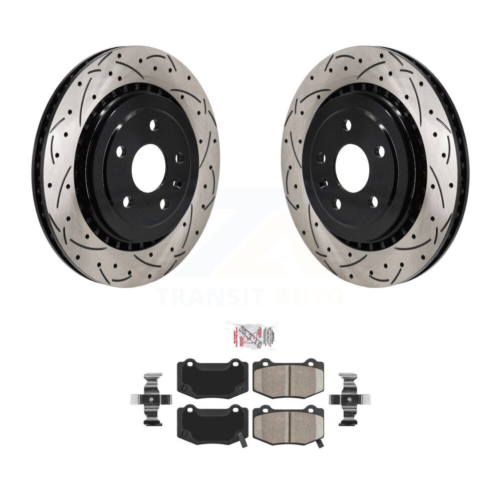 Kit de plaquettes de frein en céramique, Rotors de frein à fente arrière percés pour Chevrolet Camaro Cadillac AT