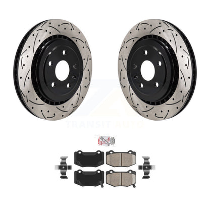 Kit de plaquettes de frein en céramique, Rotors de frein à fente arrière percés pour Chevrolet Camaro Cadillac AT