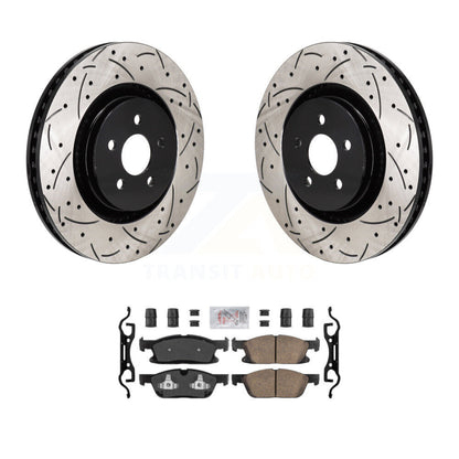 Kit de plaquettes en céramique pour Rotor de frein à disque, fente avant percée, pour Ford Edge 2019 2024 2.7
