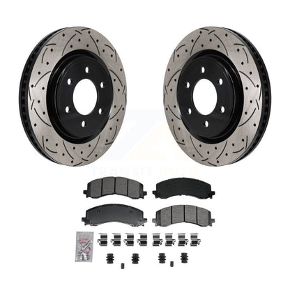 Kit de plaquettes semi-métalliques de Rotor de frein de fente de forage avant pour Ford F-150 Bronco Lincol