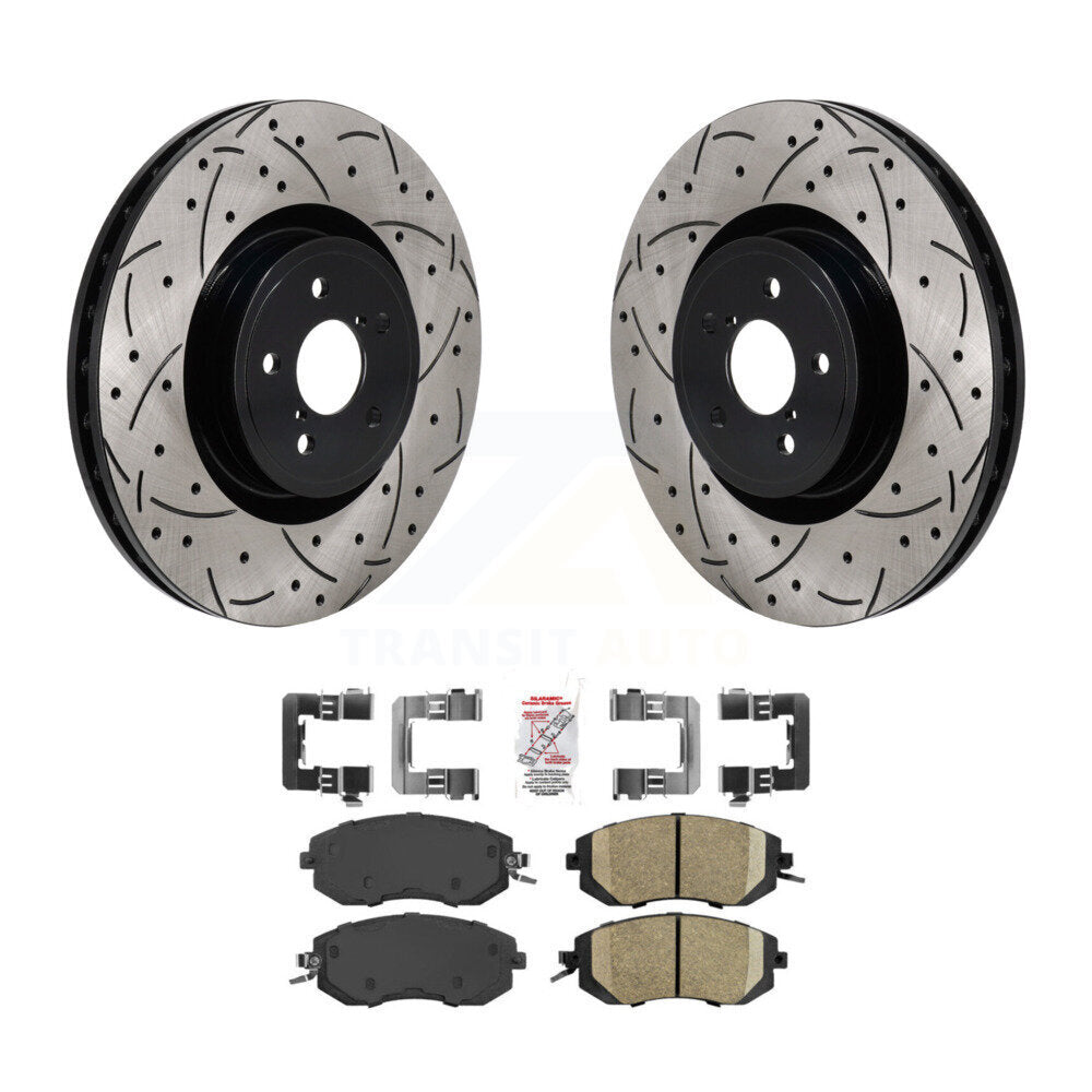 Kit de plaquettes en céramique de rotor de frein à fente de forage avant pour 19 Toyota 86 avec frein Brembo