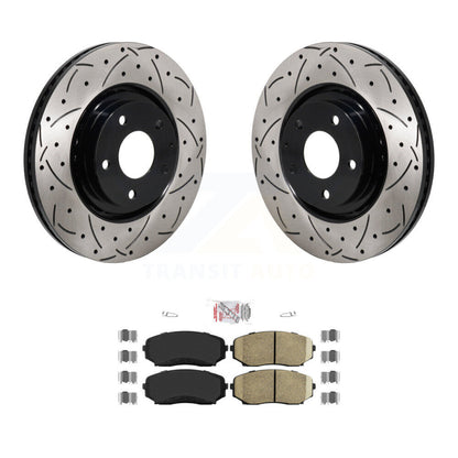 Rotor de frein à disque à fente percée avec revêtement avant et Kit de plaquettes en céramique pour Mazda CX-5 CX-