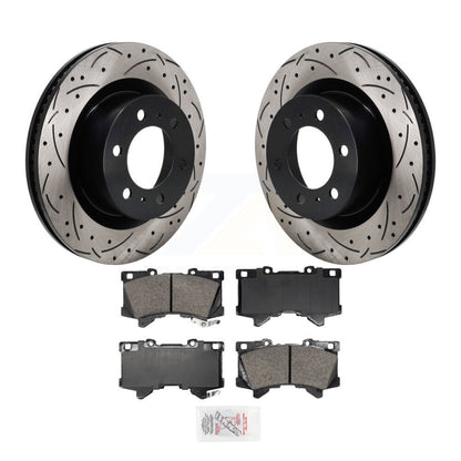 Rotor de frein à fente avant percé et Kit de plaquettes en céramique pour Toyota Tundra Sequoia Lexu
