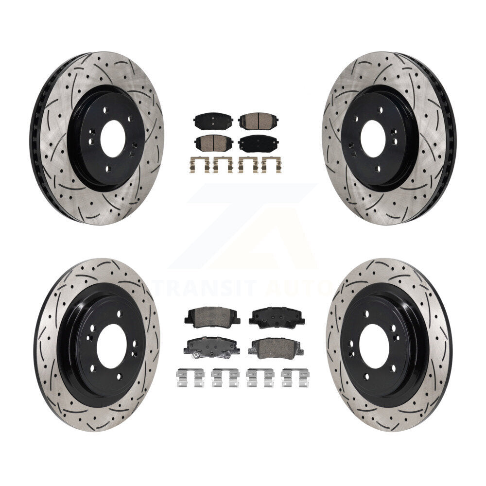 Kit de rotors de frein à disque à fente percée avec tampons en céramique avant et arrière, pour Hyundai Tucson Ki