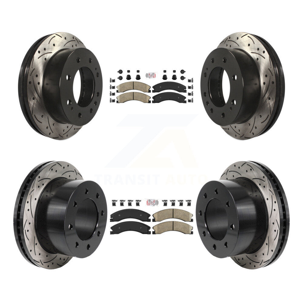 Kit de rotors de frein à disque à fente percée avec tampons en céramique avant et arrière, pour GMC Sierra 3500 H