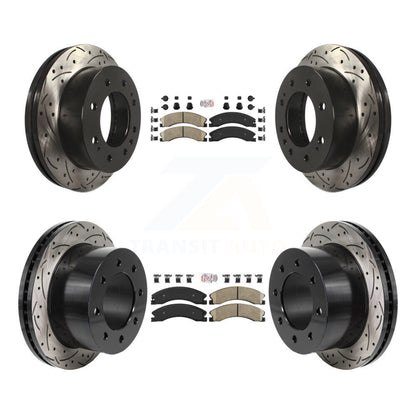 Kit de rotors de frein à disque à fente percée avec tampons en céramique avant et arrière, pour GMC Sierra 3500 H