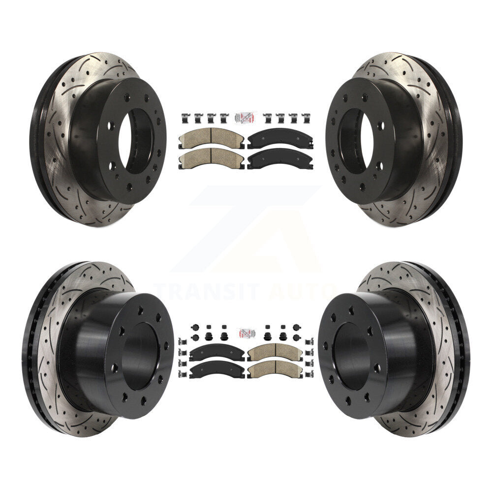 Kit de rotors de frein à disque à fente percée avec tampons en céramique avant et arrière, pour GMC Sierra 3500 H
