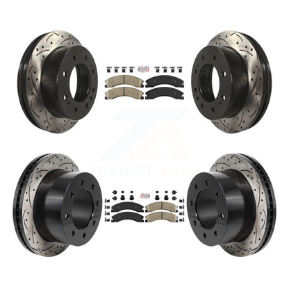 Kit de rotors de frein à disque à fente percée avec tampons en céramique avant et arrière, pour GMC Sierra 3500 H