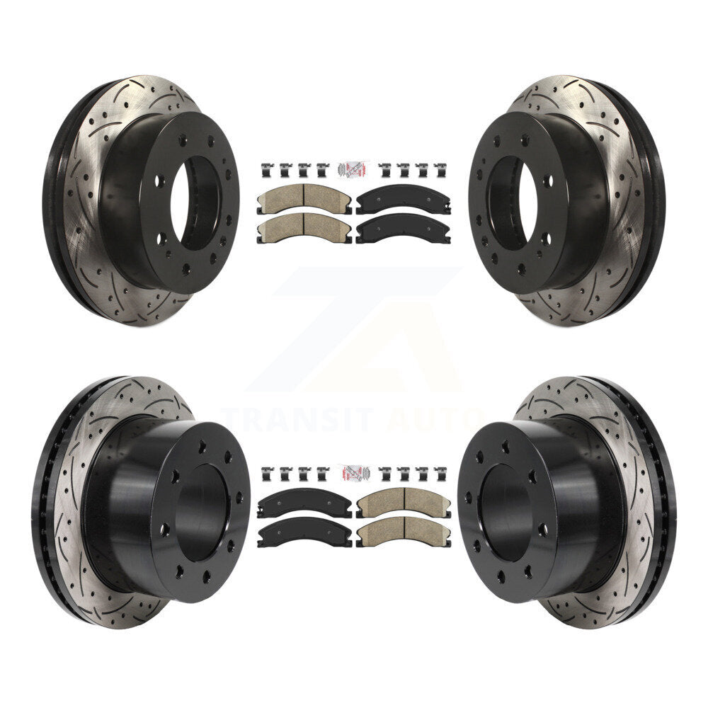 Kit de rotors de frein à disque à fente percée avec tampons en céramique avant et arrière, pour GMC Sierra 3500 H