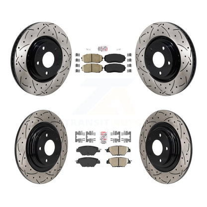 Kit de rotors de frein à disque à fente de forage de tampon en céramique avant et arrière pour Mazda CX-2016-2023