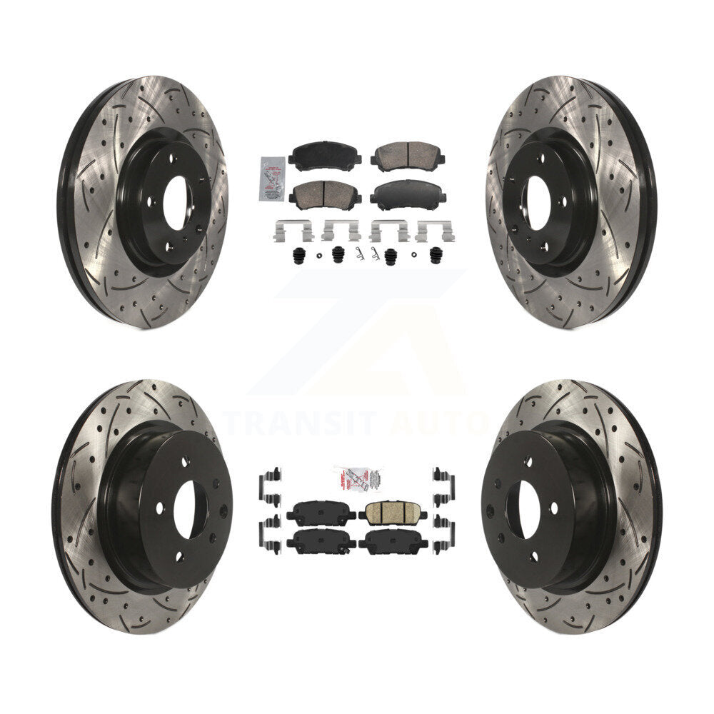 Kit de rotors de frein à disque avec fente de forage revêtue de tampons en céramique avant et arrière pour Nissan Maxim