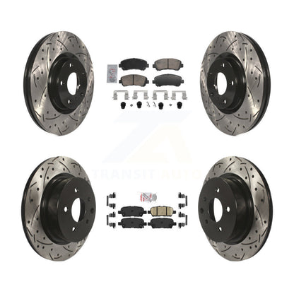 Kit de rotors de frein à disque avec fente de forage revêtue de tampons en céramique avant et arrière pour Nissan Maxim