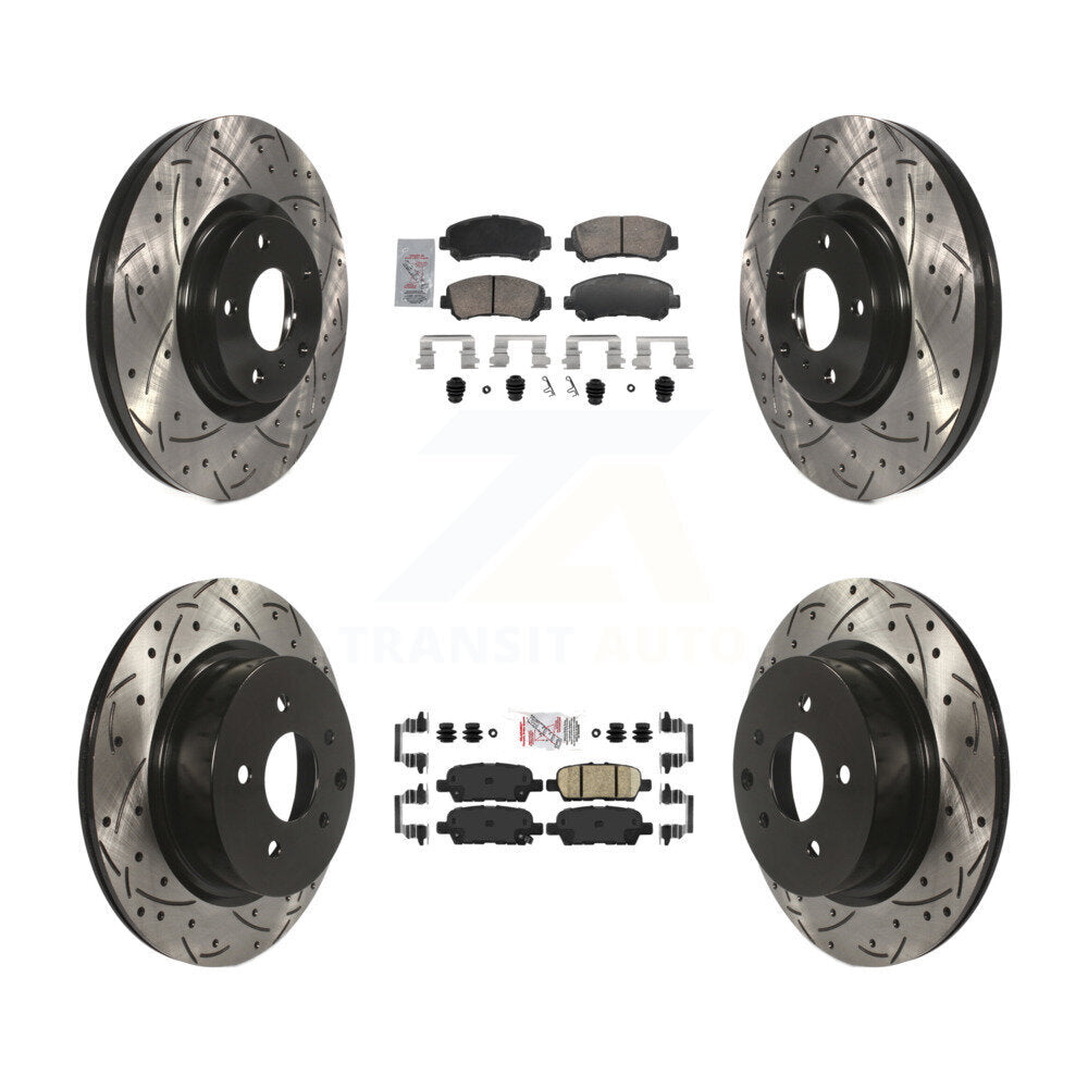 Kit de rotors de frein à disque avec fente de forage revêtue de tampons en céramique avant et arrière pour Nissan Maxim