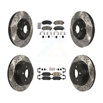 Kit de rotors de frein à disque avec fente de forage revêtue de tampons en céramique avant et arrière pour Nissan Maxim