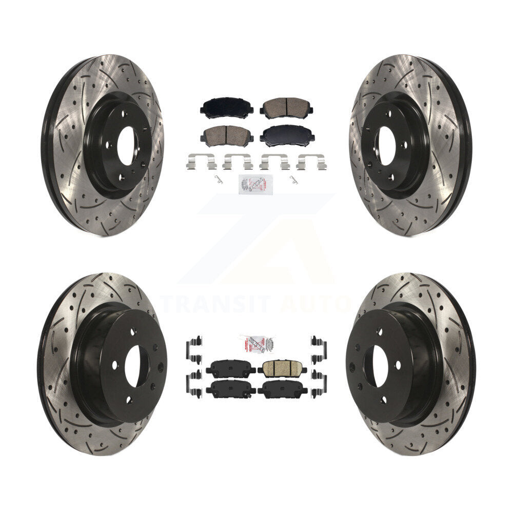 Kit de rotors de frein à disque avec fente de forage revêtue de tampons en céramique avant et arrière pour Nissan Maxim