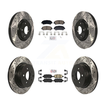 Kit de rotors de frein à disque avec fente de forage revêtue de tampons en céramique avant et arrière pour Nissan Maxim