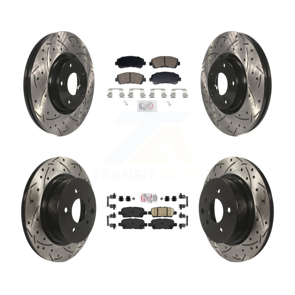 Kit de rotors de frein à disque avec fente de forage revêtue de tampons en céramique avant et arrière pour Nissan Maxim