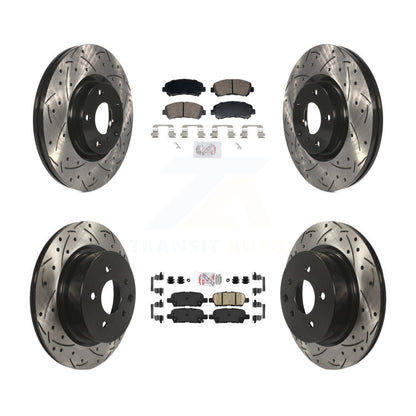 Kit de rotors de frein à disque avec fente de forage revêtue de tampons en céramique avant et arrière pour Nissan Maxim