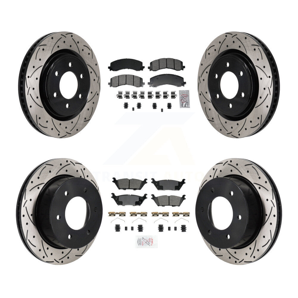Kit de plaquettes semi-métalliques avant et arrière et rotor de frein à fente percée pour Ford Bronco 3.0