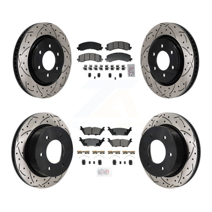 Kit de plaquettes semi-métalliques avant et arrière et rotor de frein à fente percée pour Ford Bronco 3.0