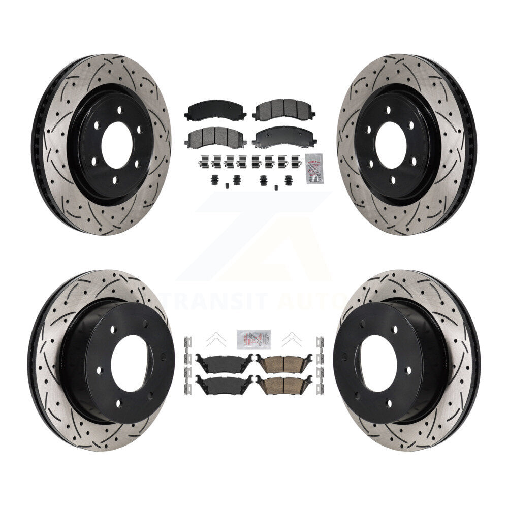 Kit de rotors de frein à fente de forage en céramique avant semi-métallique arrière pour Ford Bronc