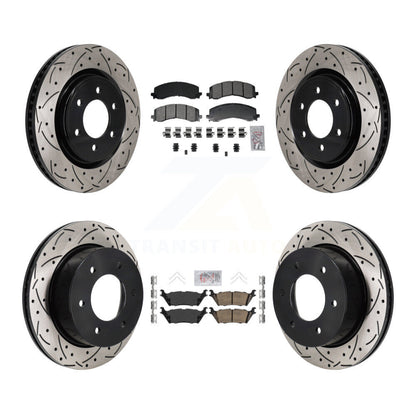 Kit de rotors de frein à fente de forage en céramique avant semi-métallique arrière pour Ford Bronc