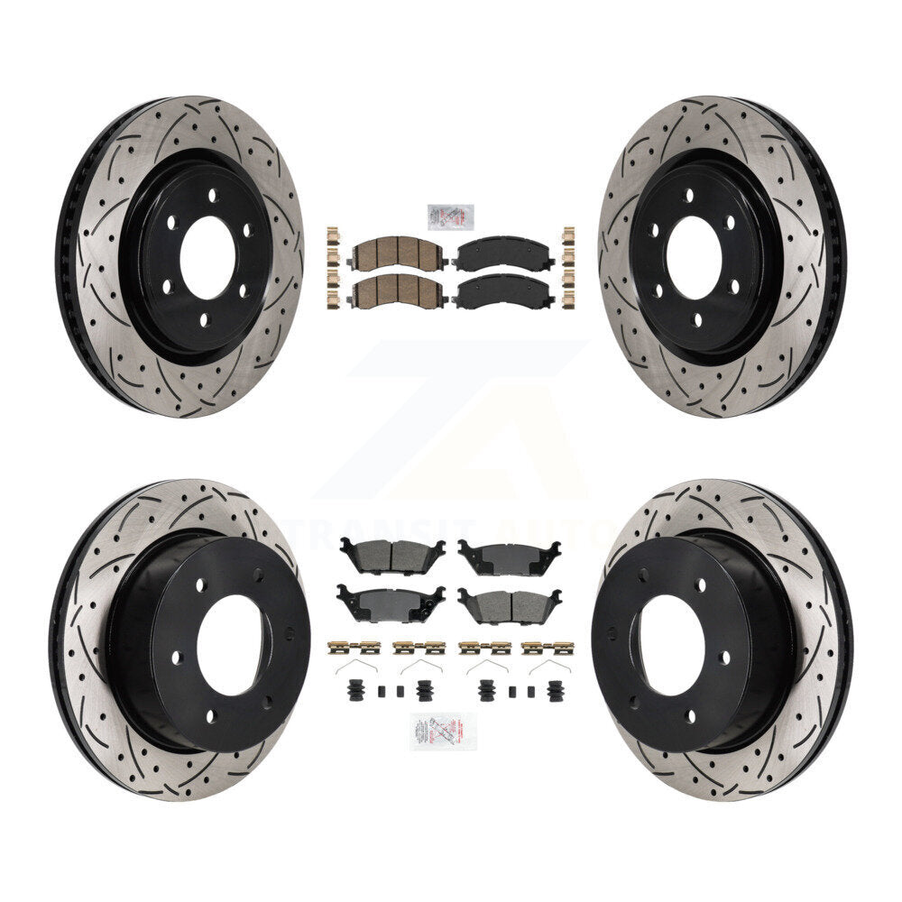 Kit de rotors de frein à fente de forage semi-métallique avant et arrière en céramique pour Ford Bronc