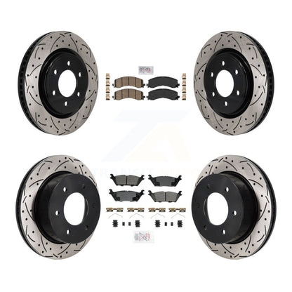 Kit de rotors de frein à fente de forage semi-métallique avant et arrière en céramique pour Ford Bronc