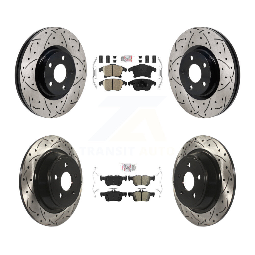 Kit de rotors de frein à fente de forage semi-métallique avant et arrière en céramique pour Lincoln MK