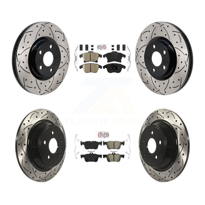 Kit de rotors de frein à fente de forage semi-métallique avant et arrière en céramique pour Lincoln MK