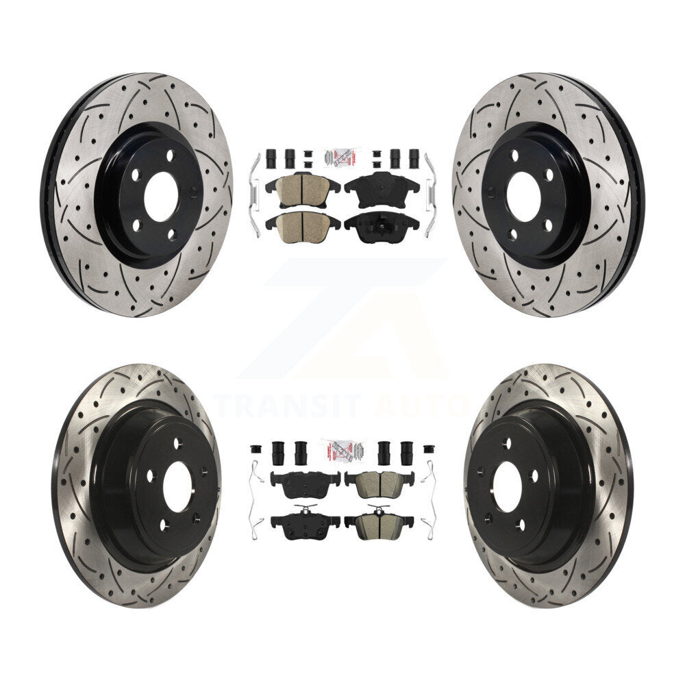 Kit de rotors de frein à fente de forage semi-métallique avant et arrière en céramique pour Lincoln MK