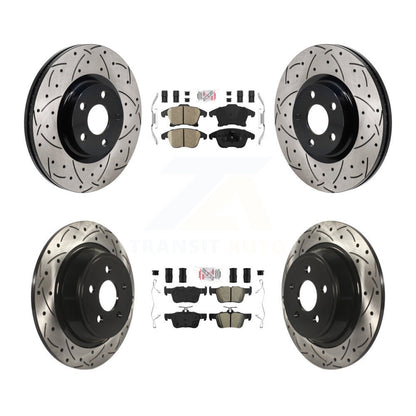 Kit de rotors de frein à fente de forage semi-métallique avant et arrière en céramique pour Lincoln MK