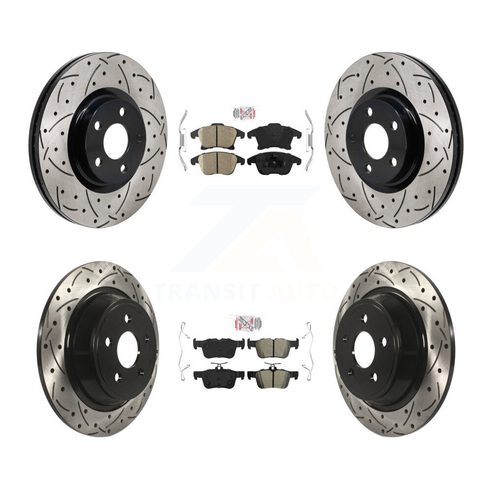 Kit de rotors de frein à fente de forage semi-métallique avant et arrière en céramique pour Lincoln MK