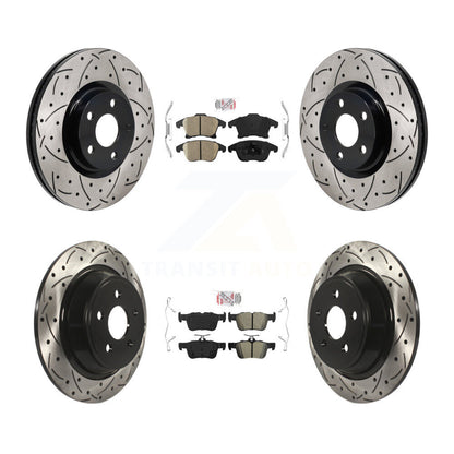Kit de rotors de frein à fente de forage semi-métallique avant et arrière en céramique pour Lincoln MK